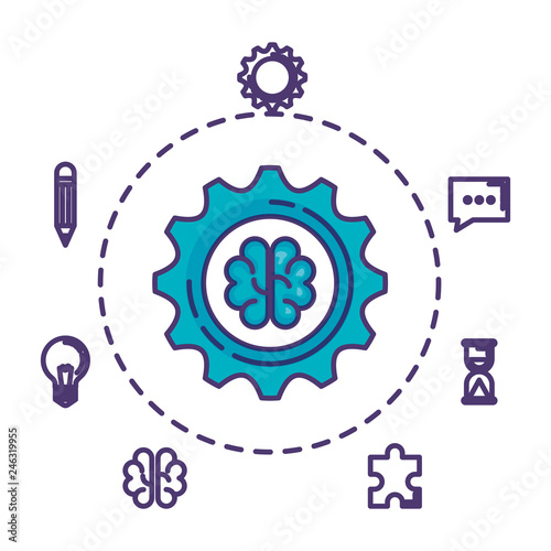 brain storming with set business icons