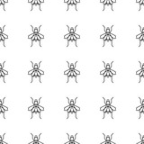Vector seamless pattern in geometric line art style with insects flies.