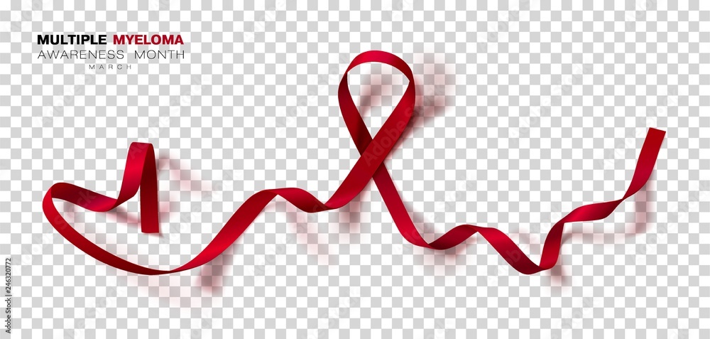 Multiple Myeloma Awareness Month. Burgundy Color Ribbon Isolated On