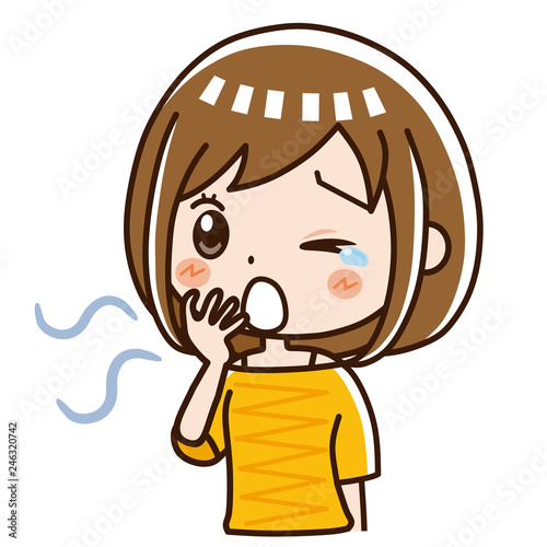 欠伸をする女性