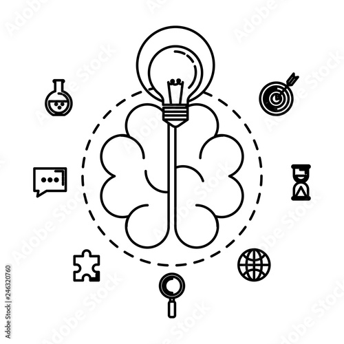 brain storming with set business icons