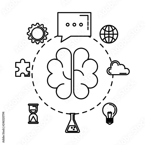 brain storming with set business icons