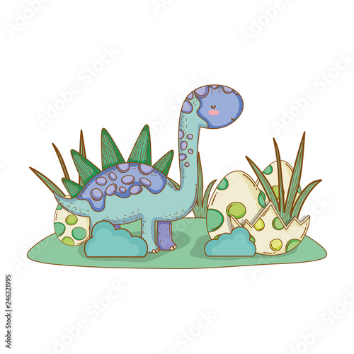 cute apatosaurus with eggs