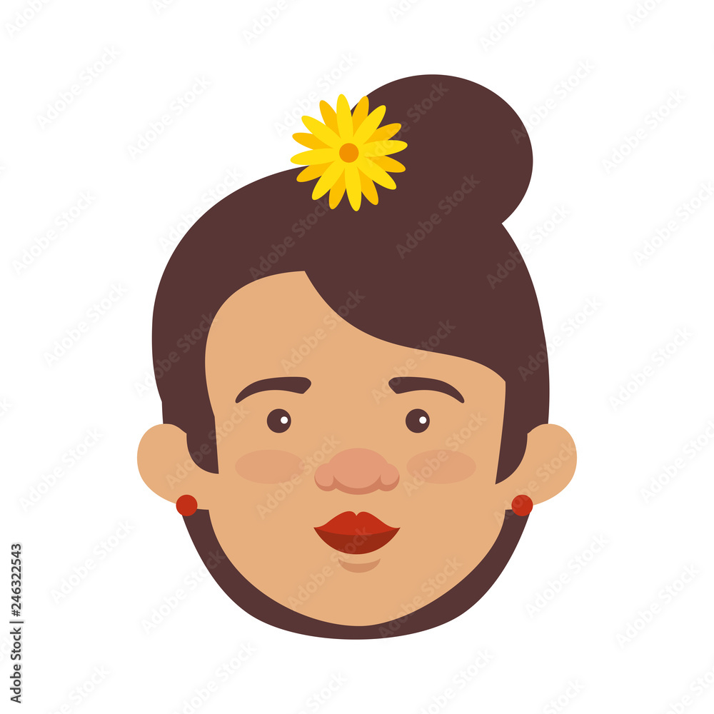 traditional mexican woman head with hair flower traditional mexican woman head with hair flower