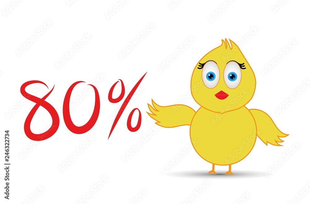 chick with 80%  percentage sign