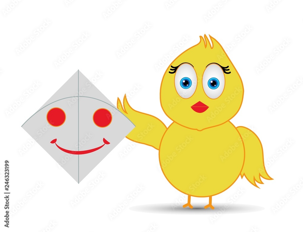 chick playing with kite chick playing with kite