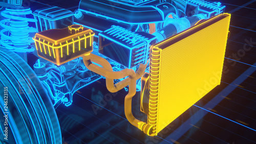 Car structure - Cooling System 3d rendering