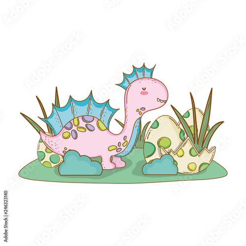 cute apatosaurus with eggs