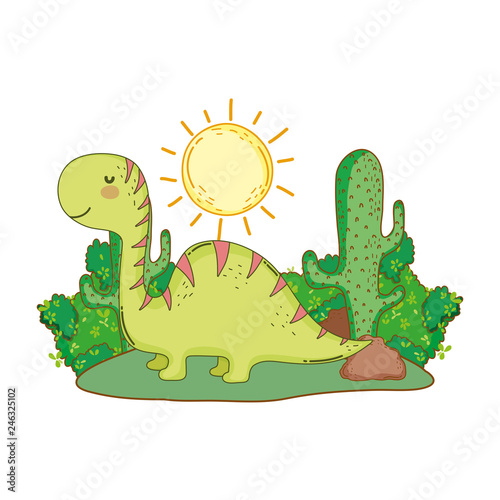 cute apatosaurus in the landscape