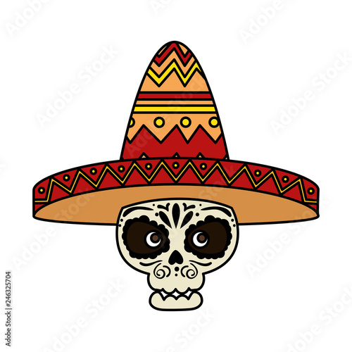 death day mask with mariachi hat