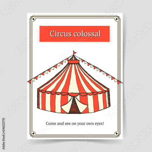 Sketch circus poster in vintage style