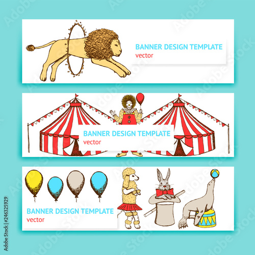 Sketch circus in vintage style