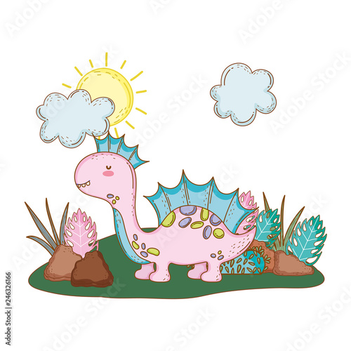 cute apatosaurus in the landscape