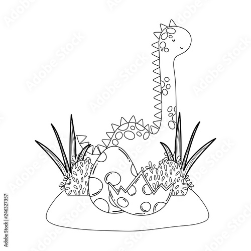 cute apatosaurus with eggs