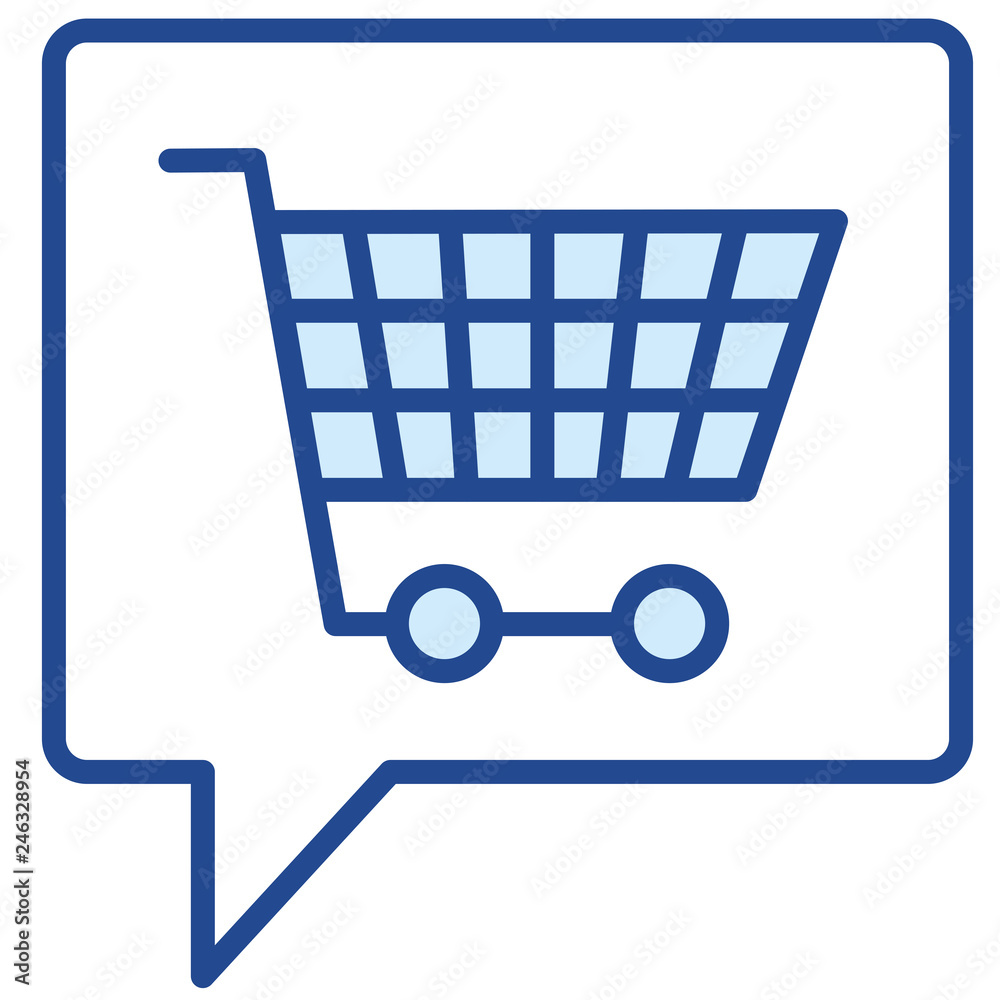 Einkaufswagen in Sprechblase Vector Icon Illustration