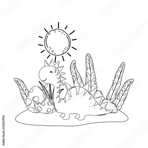 cute apatosaurus with eggs
