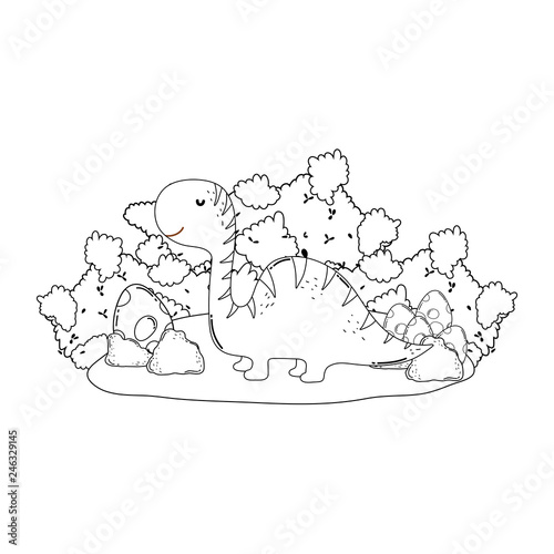 cute apatosaurus in the landscape
