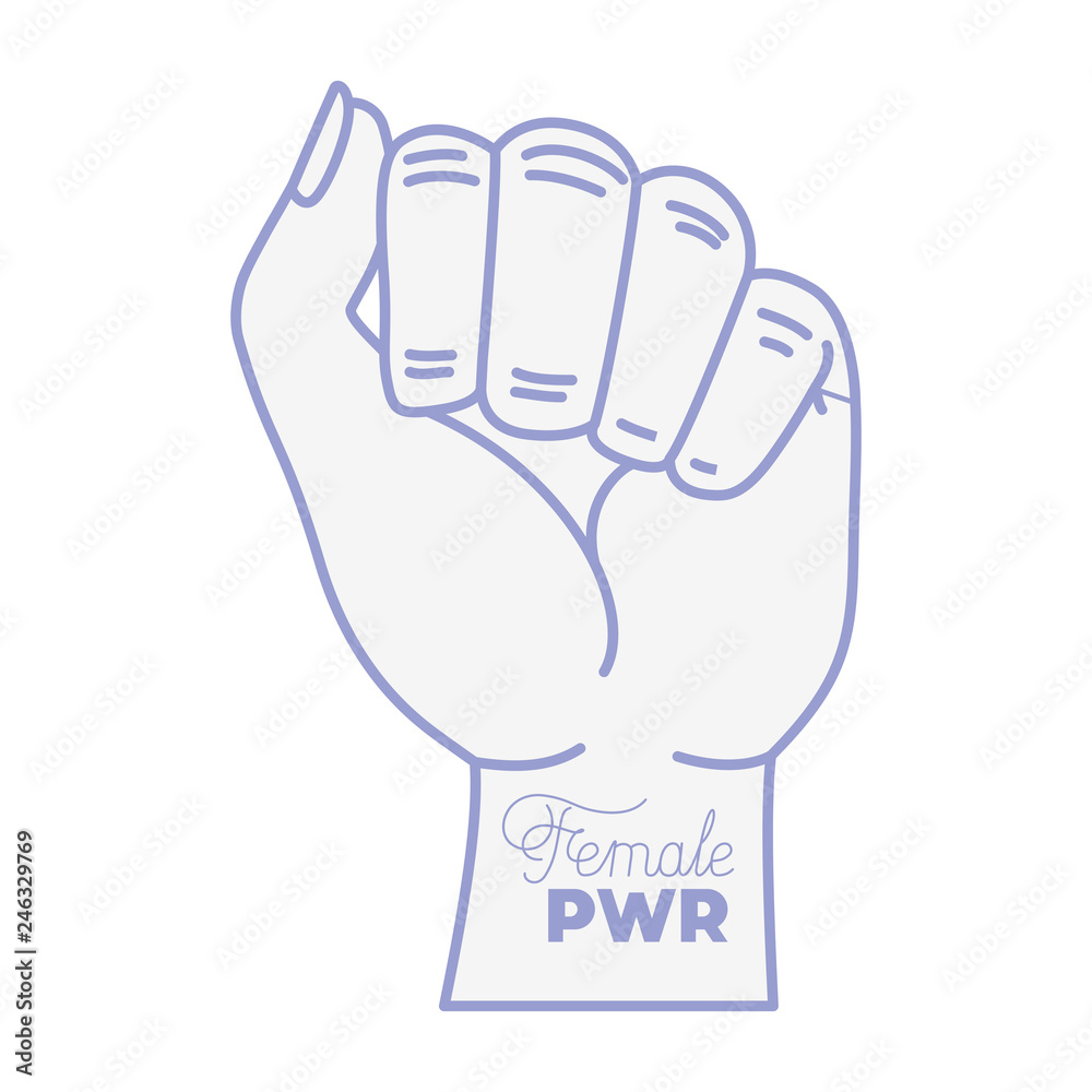 female power label with hand in fight signal icons female power label with hand in fight signal icons