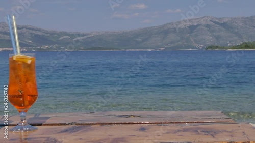 Cocktails on Prvi zal beach in Lumbarda, Korcula Island, Dalmatia, Croatia, Europe photo