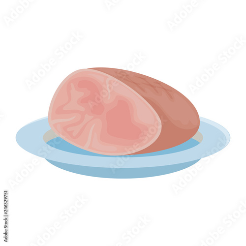 dish with ham piece