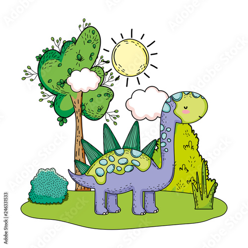 cute apatosaurus in the landscape