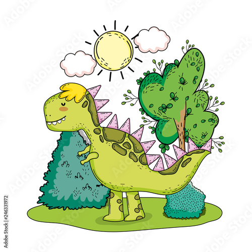 cute tyrannosaurus rex in the landscape