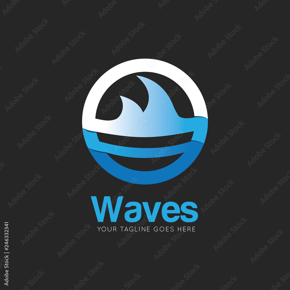 Obraz premium waves logo and icon vector illustration design template