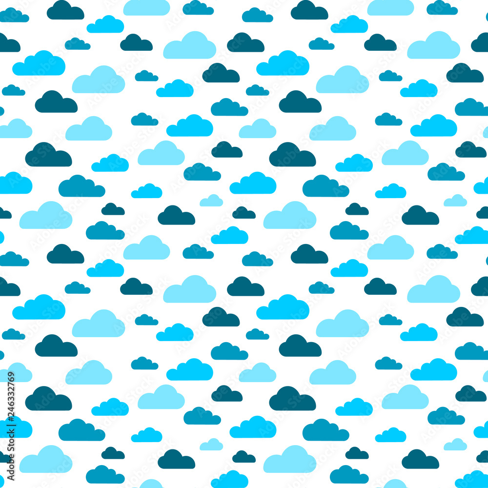 Fototapeta Blue cloud seamless pattern vector design baby art. Baby shower clouds , sky seamless pattern texture . - Vector