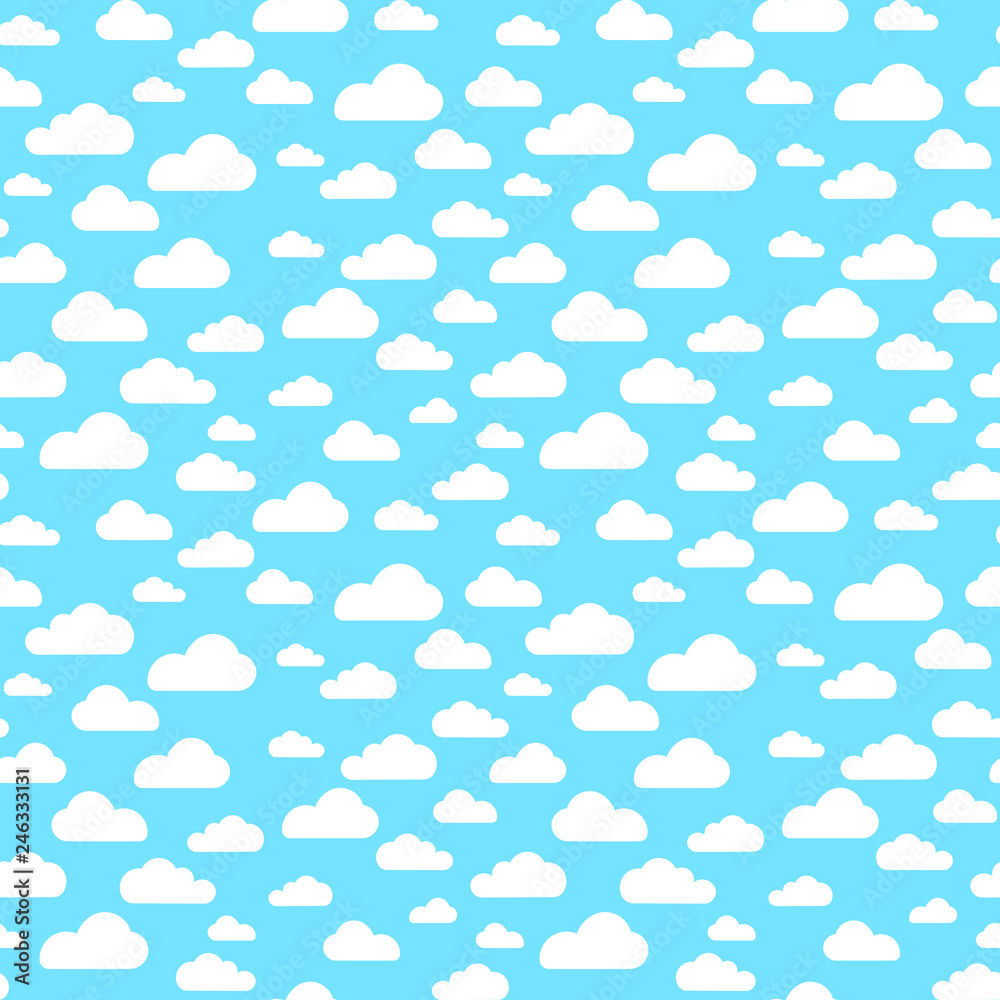 Fototapeta Blue cloud seamless pattern vector design baby art. Baby shower clouds , sky seamless pattern texture . - Vector