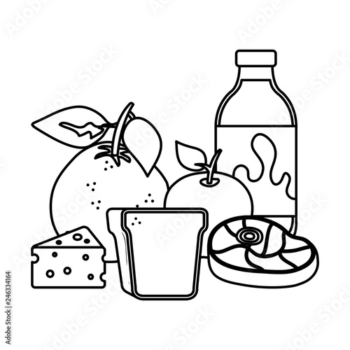 delicious milk bottle with healthy food