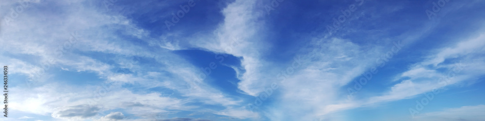 Panorama sky with cloud on a sunny day. Beautiful cirrus cloud. Panorama sky with cloud on a sunny day. Beautiful cirrus cloud.