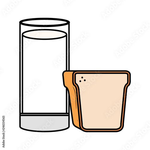 delicious milk glass cup with bread