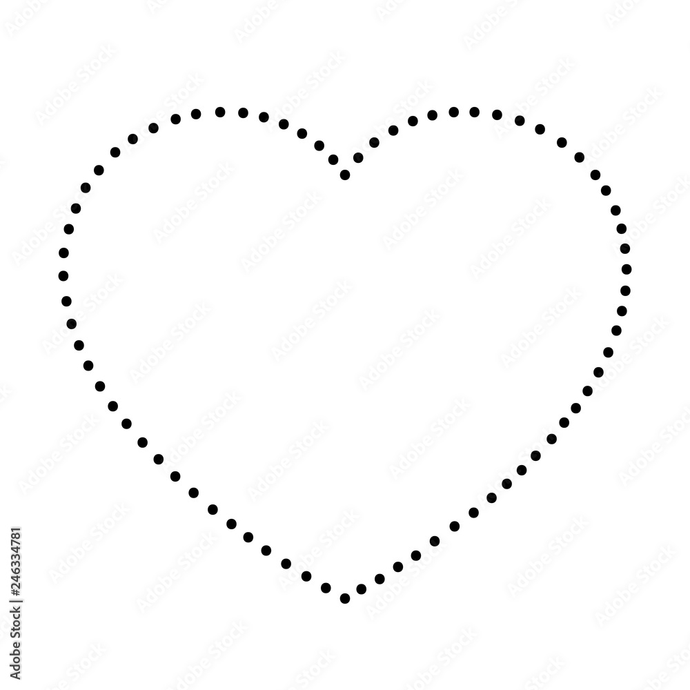 Fototapeta premium Heart love symbol for Valentine's day from abstract schematic from the black dots along the perimeter. Vector illustration.