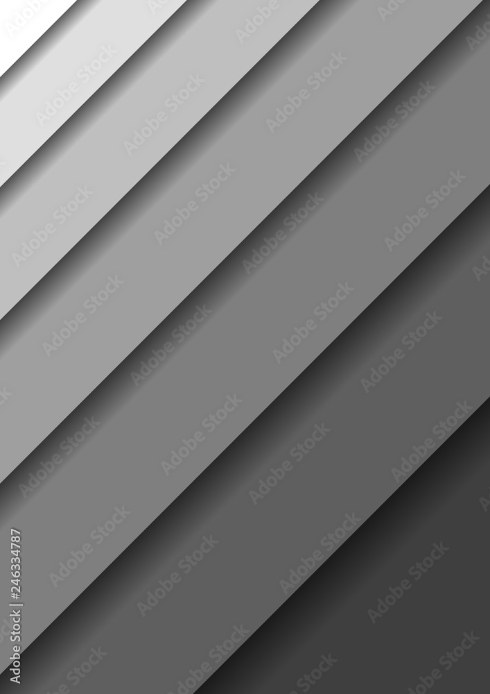 Paper cut banners with 3D abstract background with gray monochrome layers  sheets one over the other diagonally shadows.  Papercut layout for banner, poster, greeting card. Vector illustration.