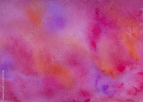 Illustration of pink, coral, magenta watercolor stains