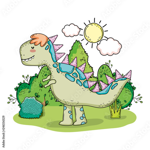 cute tyrannosaurus rex in the landscape