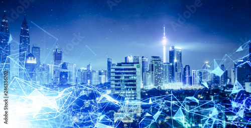 Morden city and intelligent communication network of things ,wireless connection technologies for business .