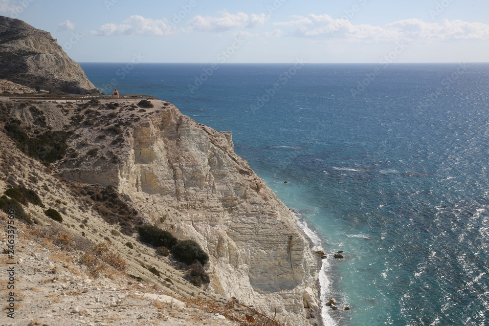 Cyprus - Mediterranean Sea beach. Petra tou Romiou - Aphrodite's Rock.