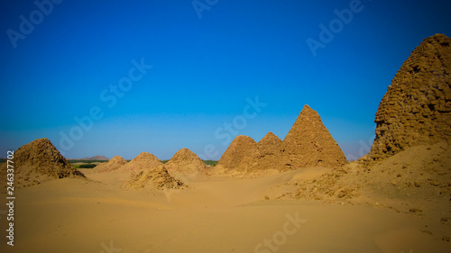 Nuri pyramids in desert in Napata at Karima region   Sudan