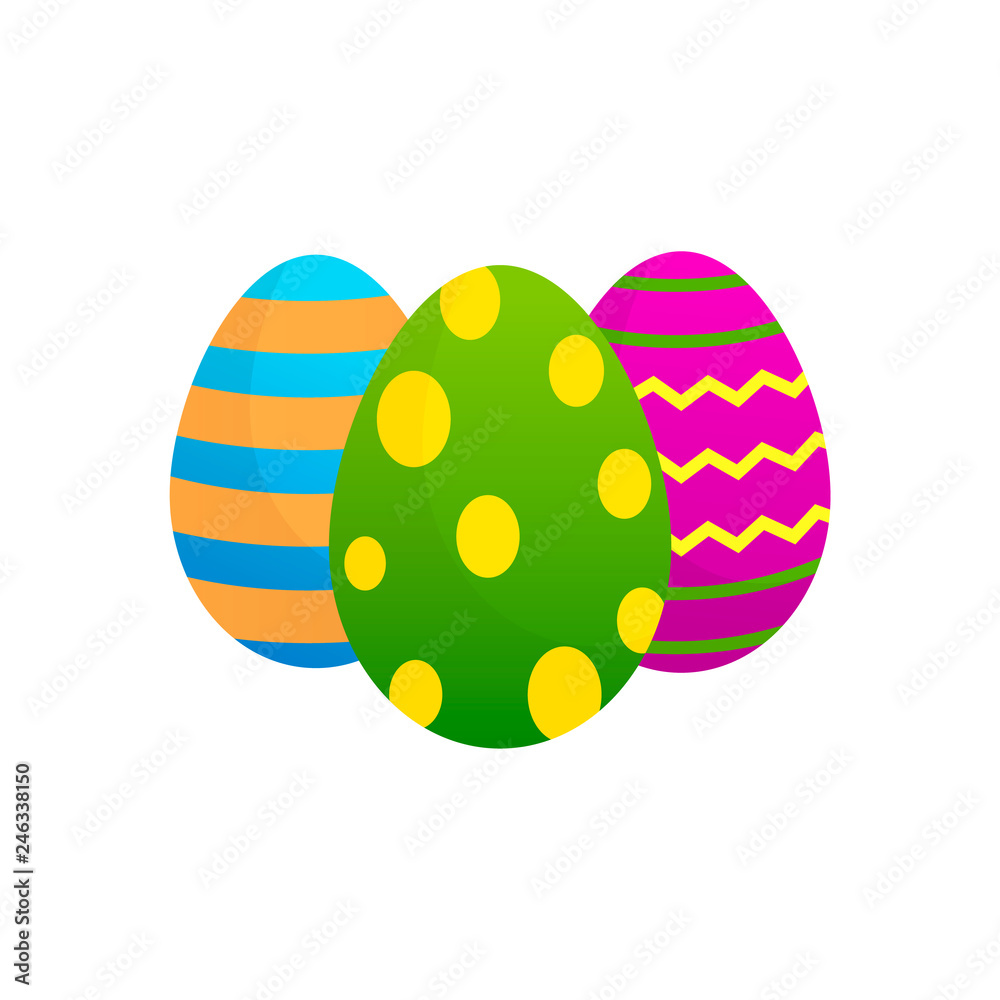 Easter eggs vector icons flat style on white background