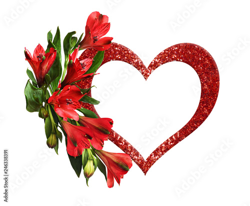 Red alstroemeria flowers an...