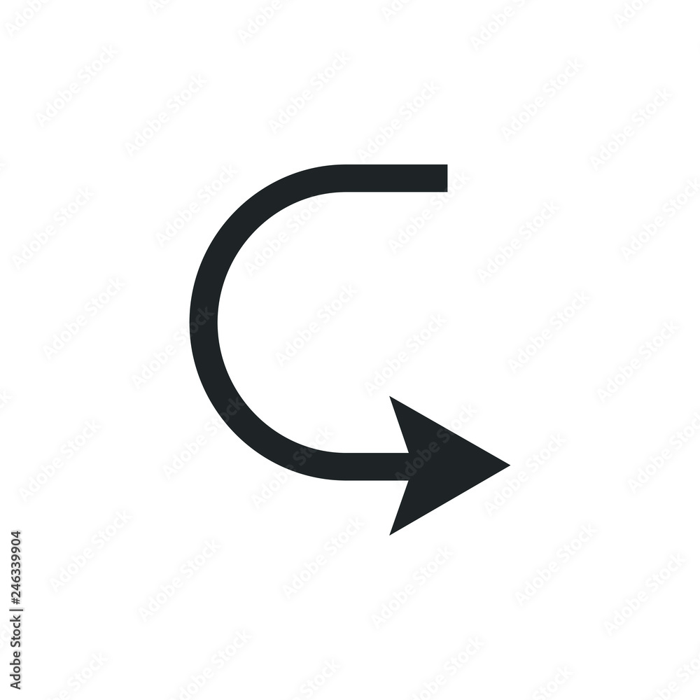 Simple black icon on white background. Repeat icon. Vector illustration web design element. curve arrow Simple black icon on white background. Repeat icon. Vector illustration web design element. curve arrow
