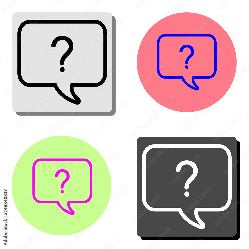 Question mark icon. Help speech bubble. flat vector icon Question mark icon. Help speech bubble. flat vector icon