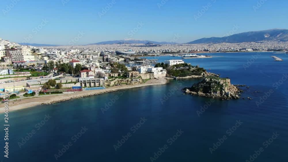 Aerial drone video of famous Christian ceremony of Epiphany in main port of Piraeus, Attica, Greece Aerial drone video of famous Christian ceremony of Epiphany in main port of Piraeus, Attica, Greece
