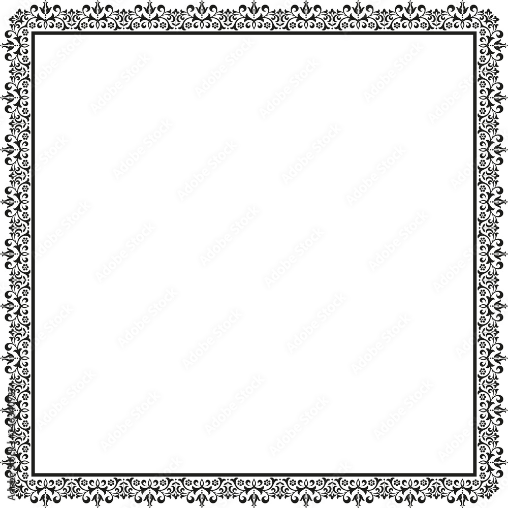 Decorative frame Elegant vector element for design in Eastern style, place for text. Floral black border. Lace illustration for invitations and greeting cards Decorative frame Elegant vector element for design in Eastern style, place for text. Floral black border. Lace illustration for invitations and greeting cards