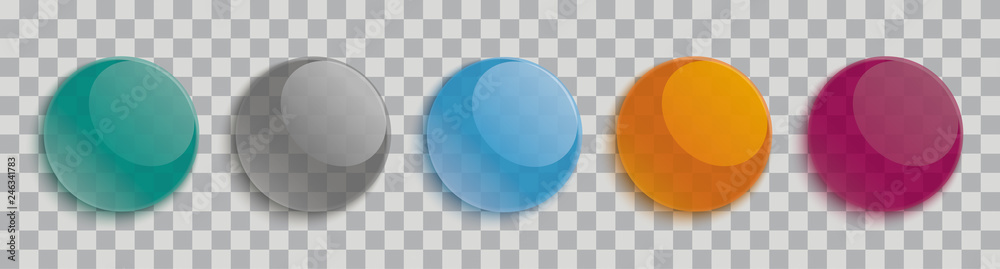 Glossy Transparent Buttons Transparent Header - obrazy, fototapety, plakaty 