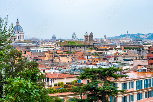 Rome cityscape urban skyline view from above with lots of history, arts, architecture and attractions