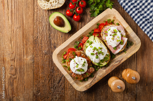 Sandwiches with a poached egg