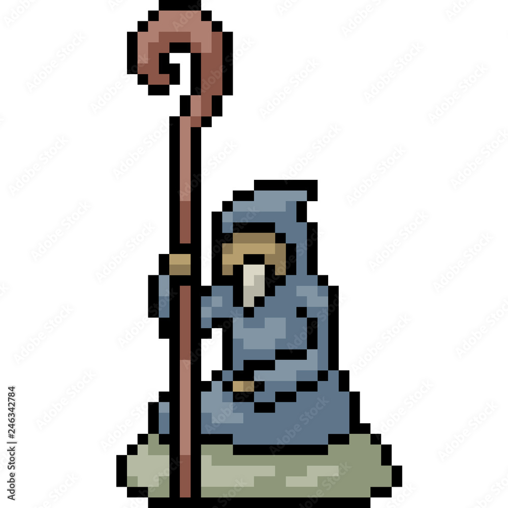 vector pixel art wizard vector pixel art wizard