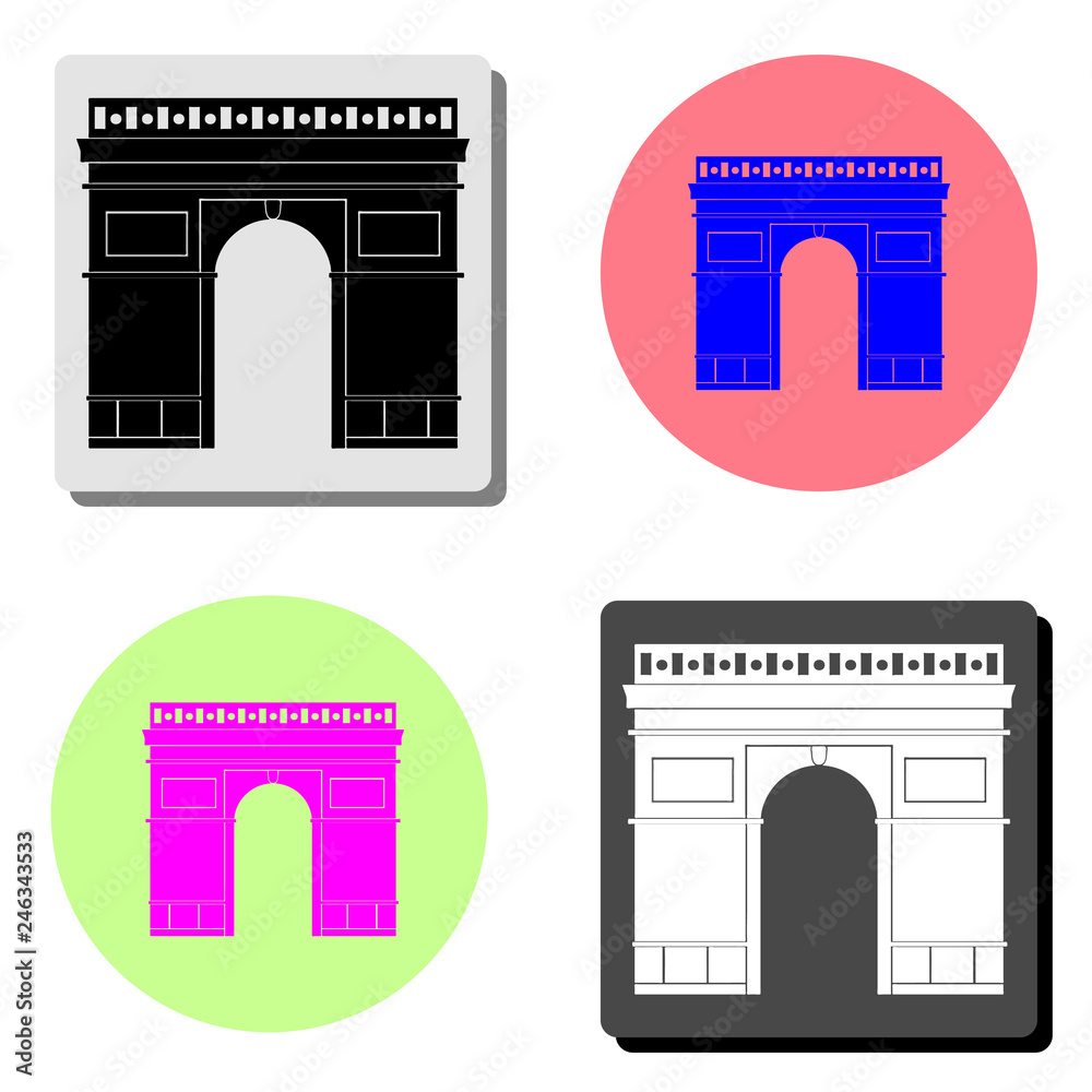 Fototapeta premium Triumphal arch in Paris France. flat vector icon